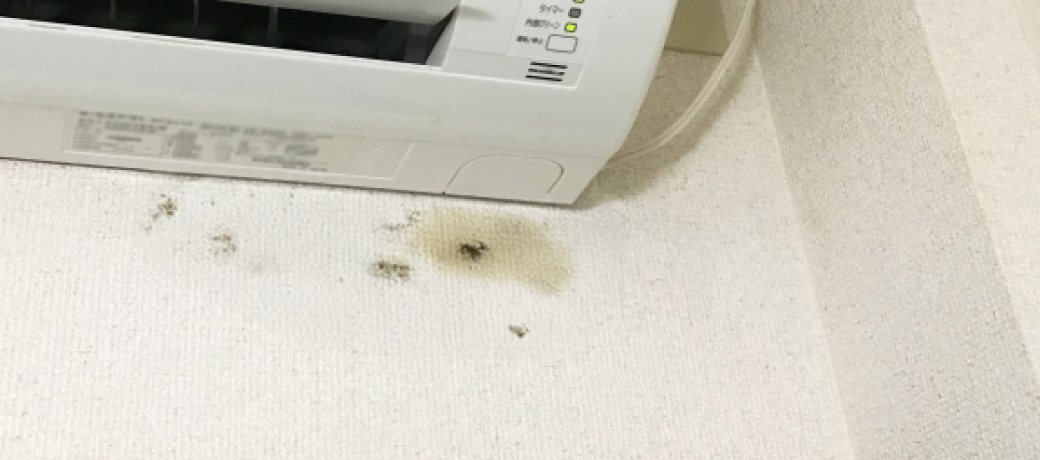 室内機の下側に汚れが付着している